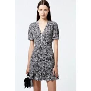 The Kooples Sport Zipped Short Dress with Giraffe Print S 100% Viscose Lined